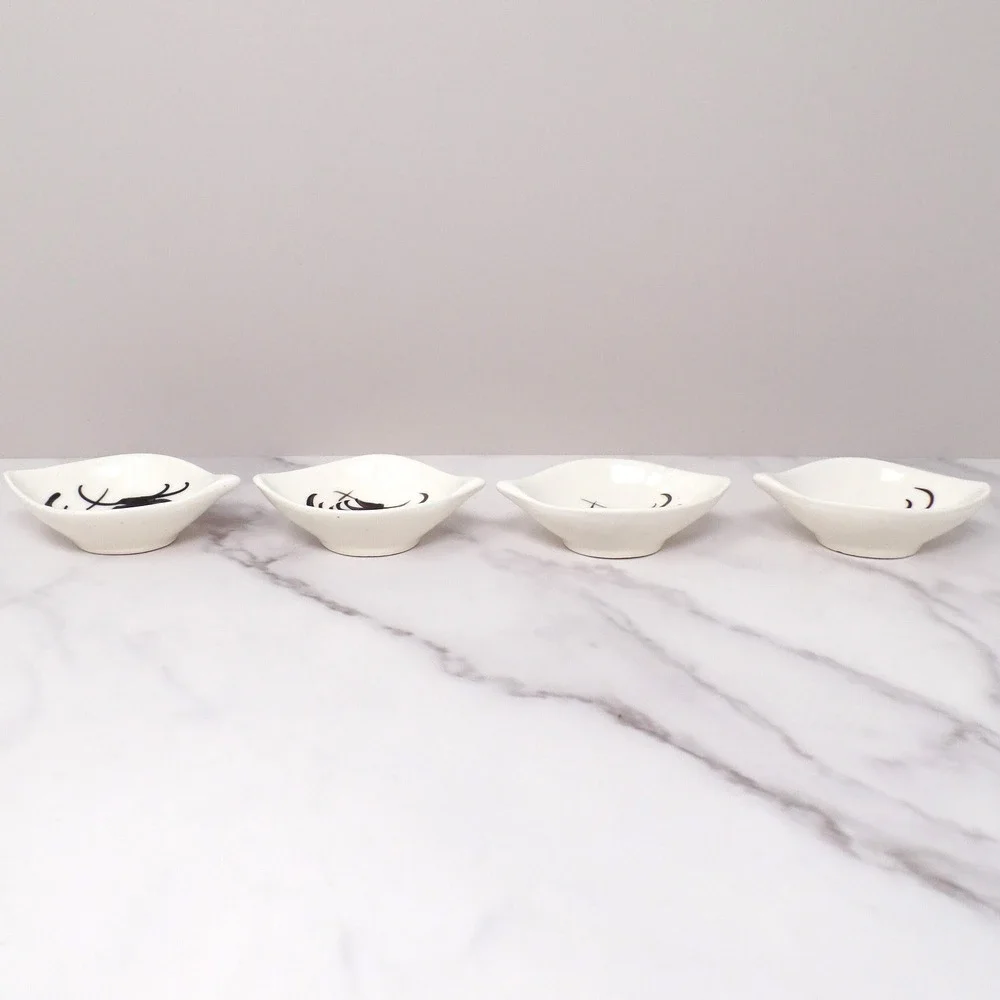 Vintage Hand-painted Ceramic Rooster Condiment Bowls - set of 4